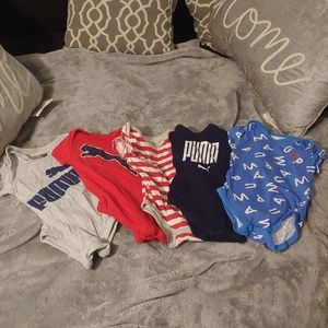 Boys 5 Piece Set of Puma Onesies